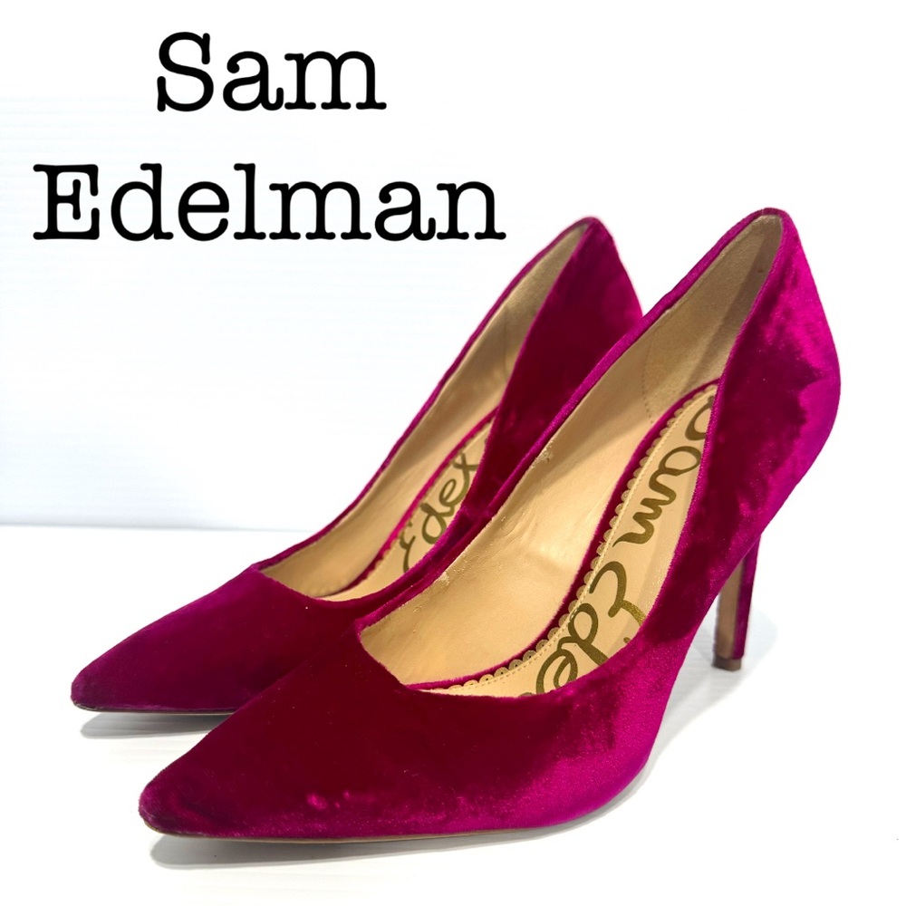 Sam Edelman Margie Fuchsia Velvet Leather Heels Size 7